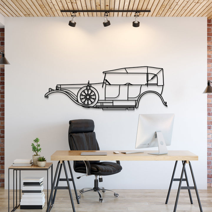 1907 Silver Ghost Metal Car Wall Art — precision-cut steel wall art