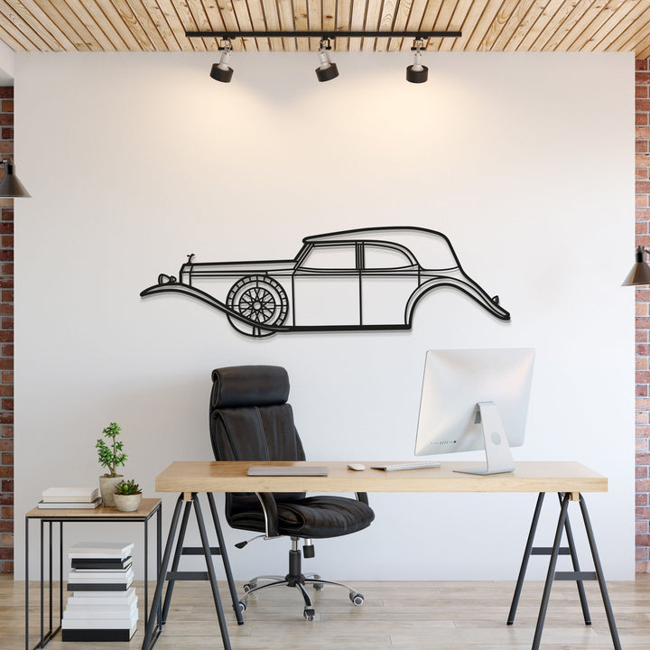 1929 Phantom II Metal Car Wall Art — precision-cut steel wall art