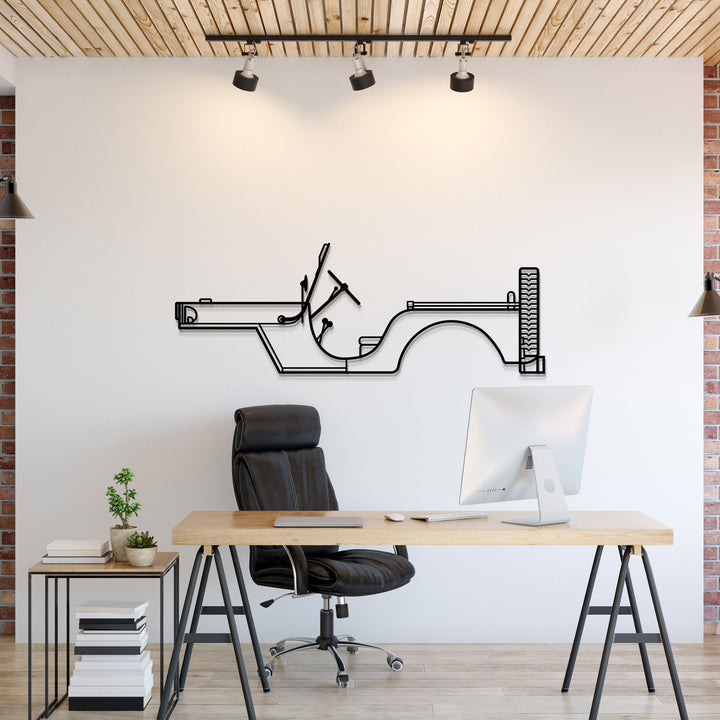 1945 Willys MB Jeep Metal Car Wall Art — precision-cut steel wall art