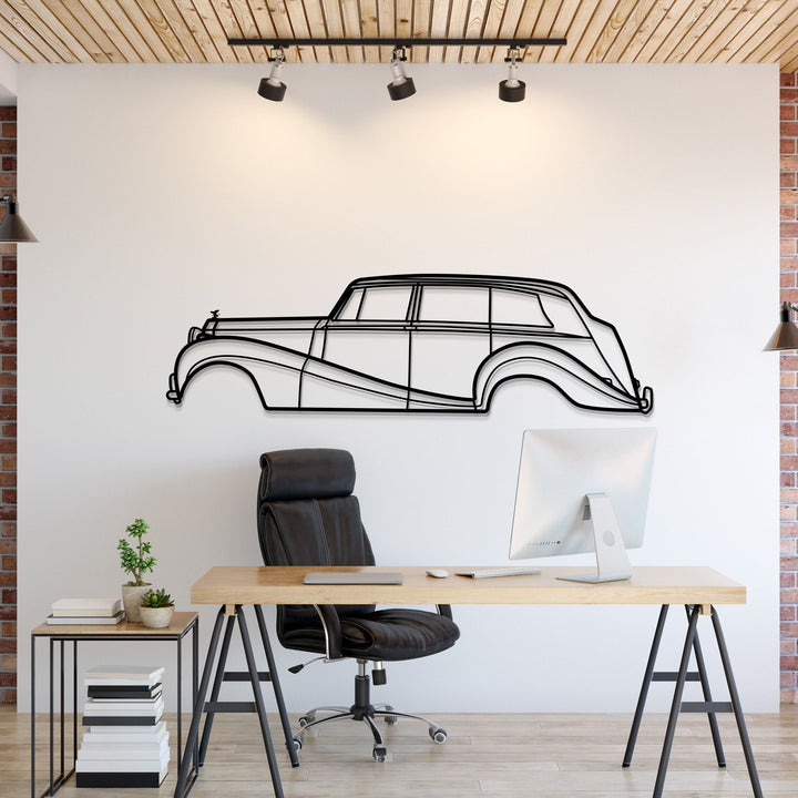 1946 Silver Wraith Metal Car Wall Art — precision-cut steel wall art