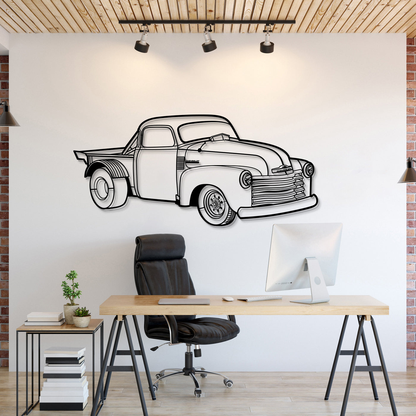 1953 Custom Truck Perspective Metal Car Wall Art
