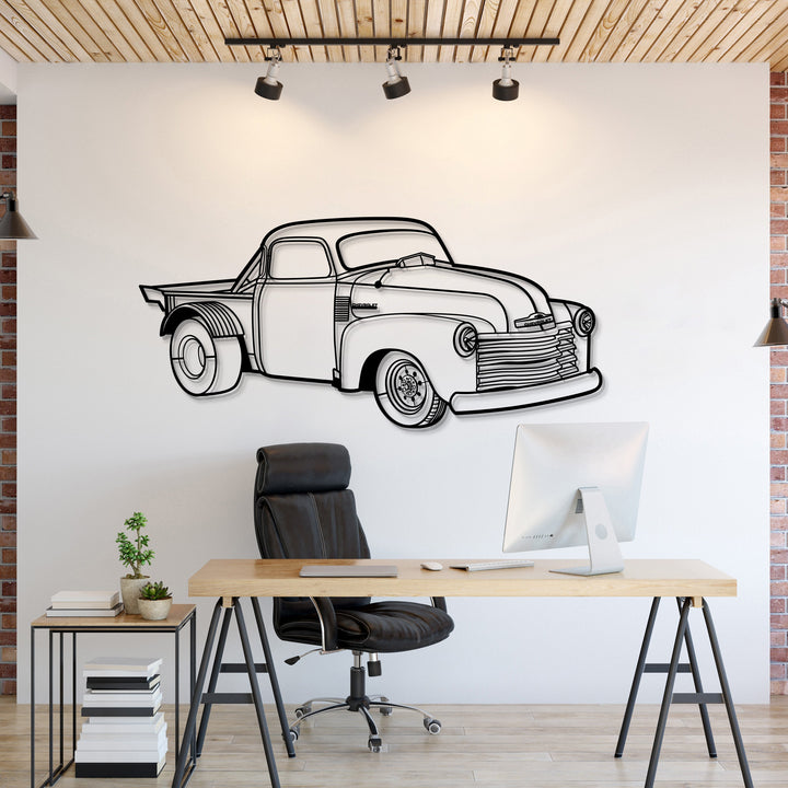 1953 Custom Truck Perspective Metal Car Wall Art — precision-cut steel wall art