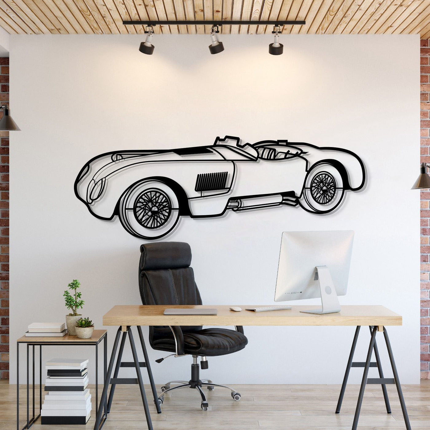 1953 C Type Perspective Metal Car Wall Art