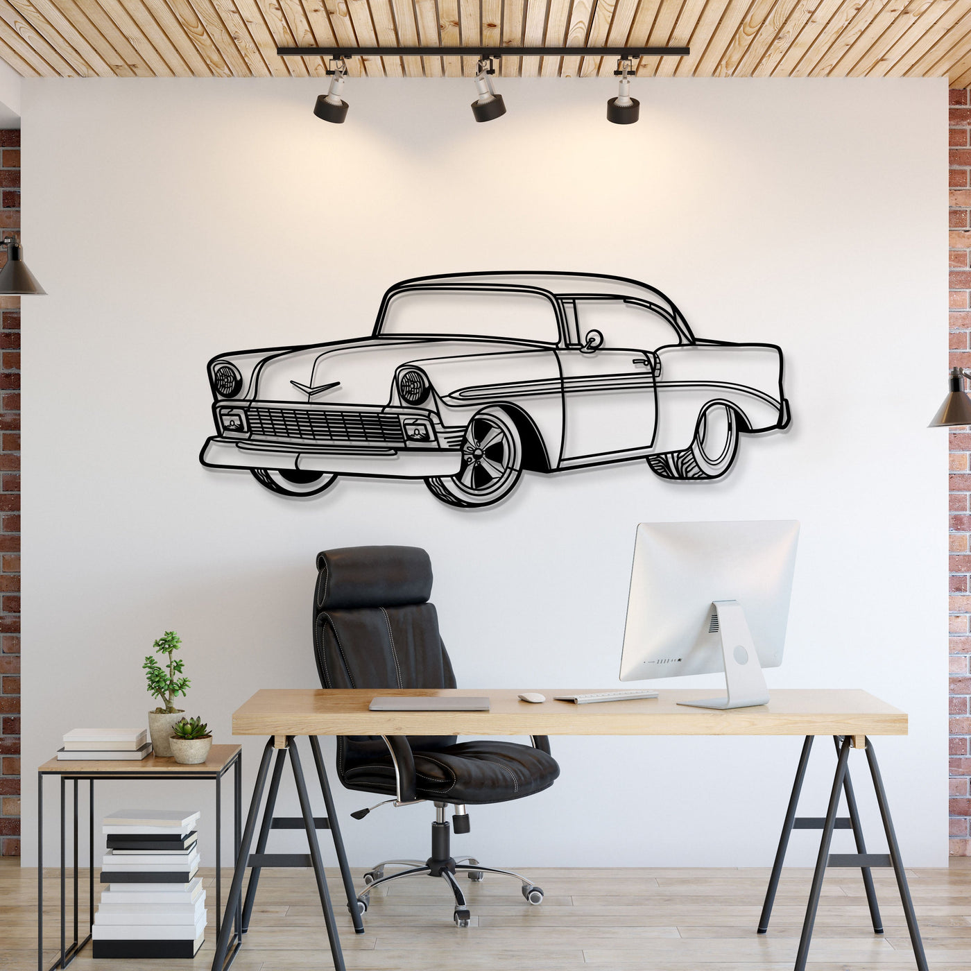 1956 Bel Air Perspective Metal Car Wall Art