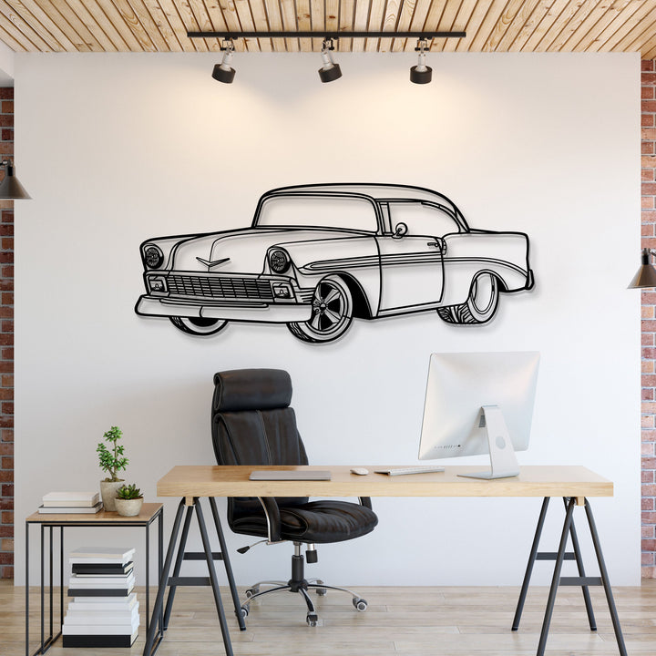 1956 Bel Air Perspective Metal Car Wall Art — precision-cut steel wall art