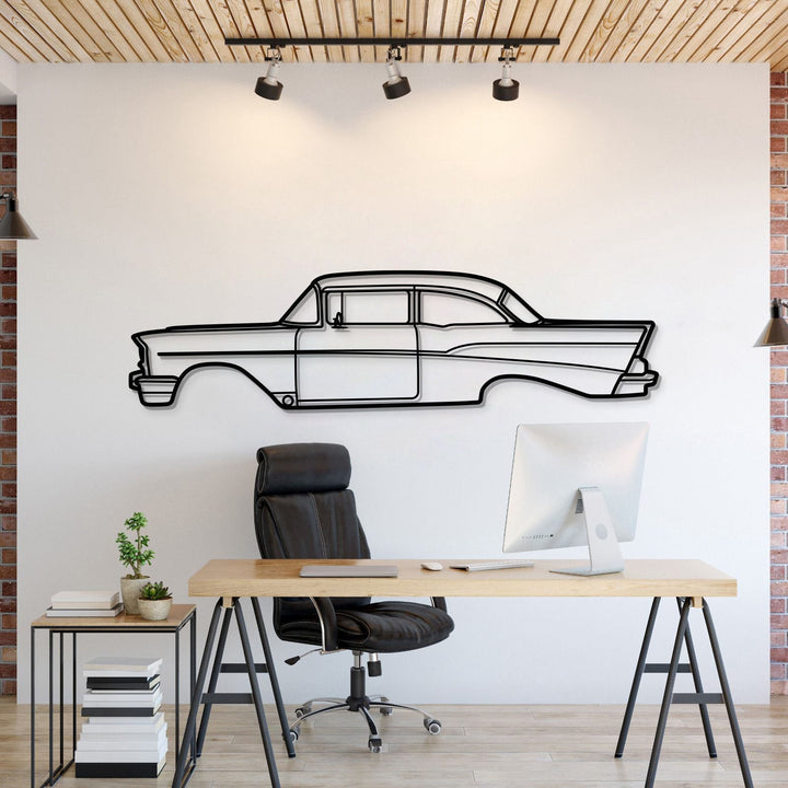 1957 Bel Air Metal Car Wall Art — precision-cut steel wall art