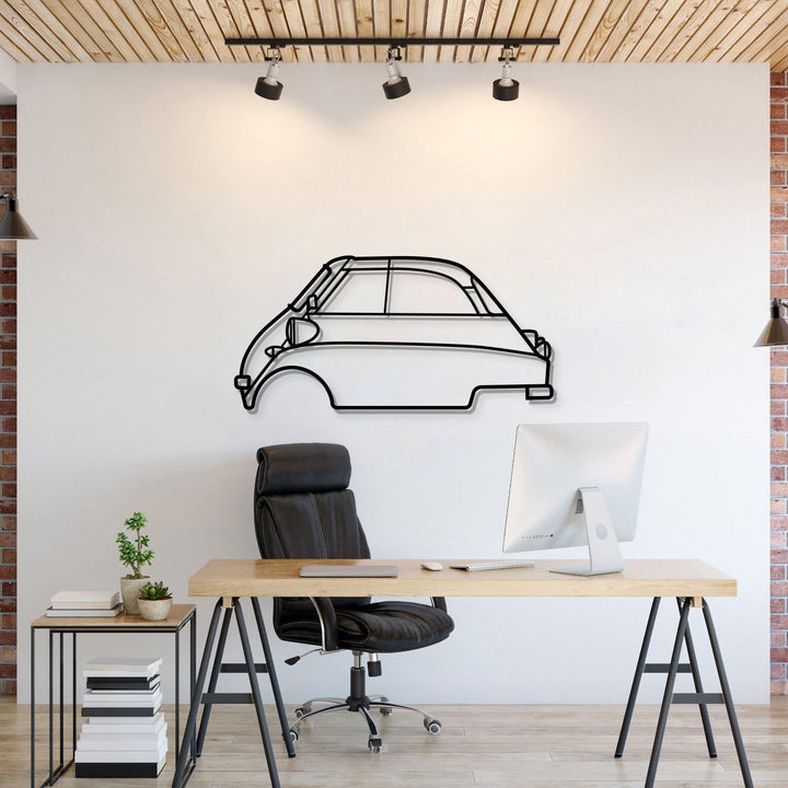1957 Isetta 300 Export Metal Car Wall Art — precision-cut steel wall art