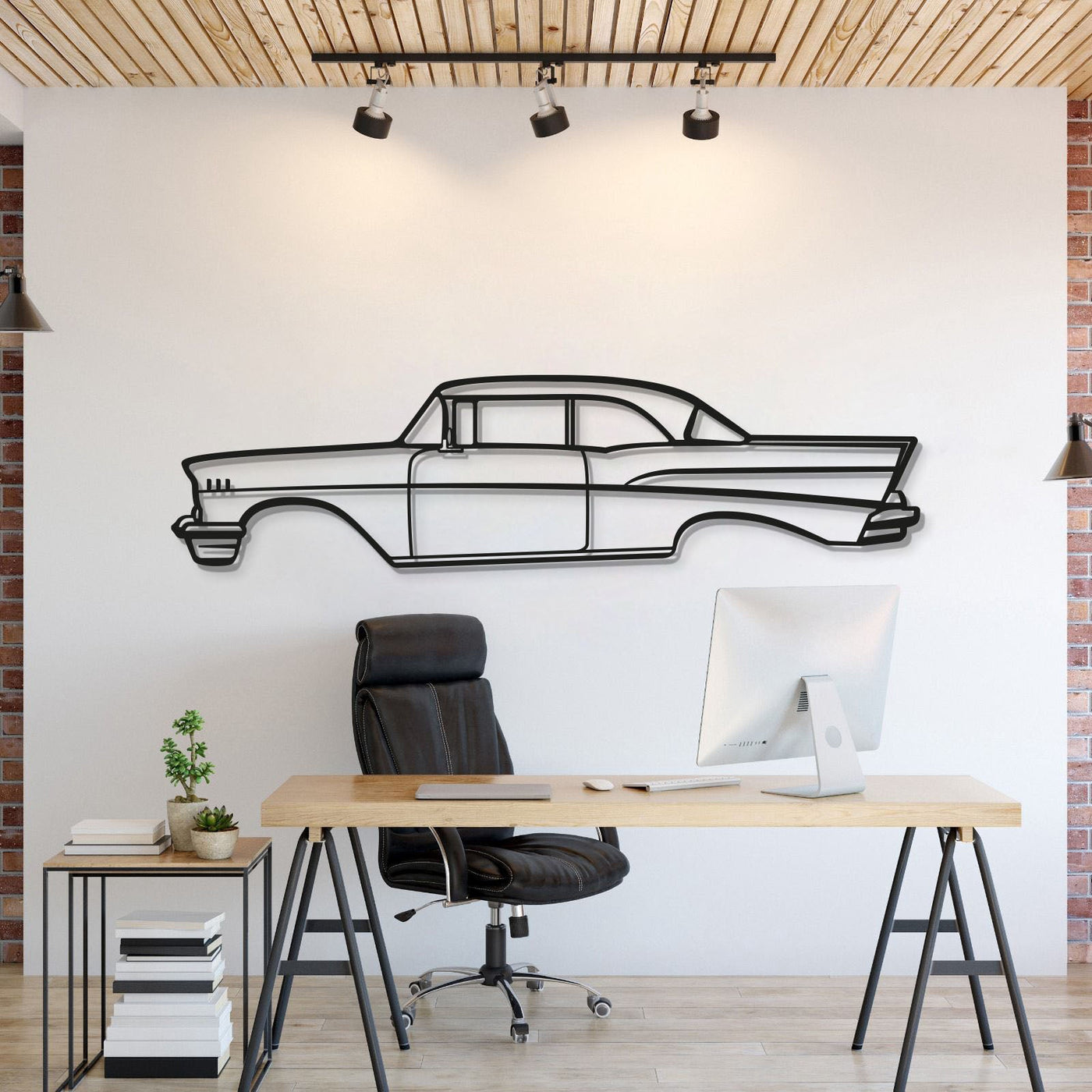 1957 Bel Air Coupe Metal Car Wall Art