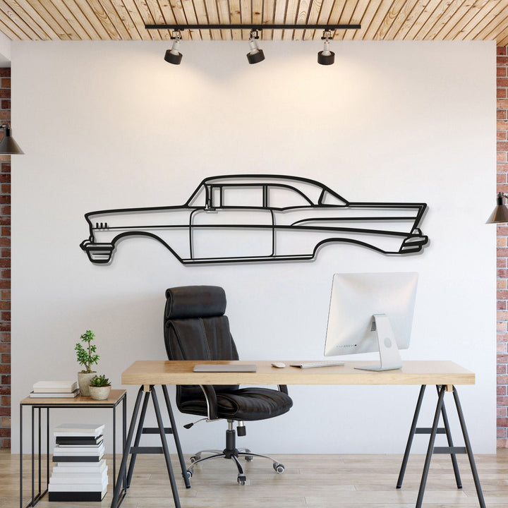 1957 Bel Air Coupe Metal Car Wall Art — precision-cut steel wall art