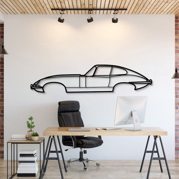 1961 E-Type Metal Car Wall Art — precision-cut steel wall art