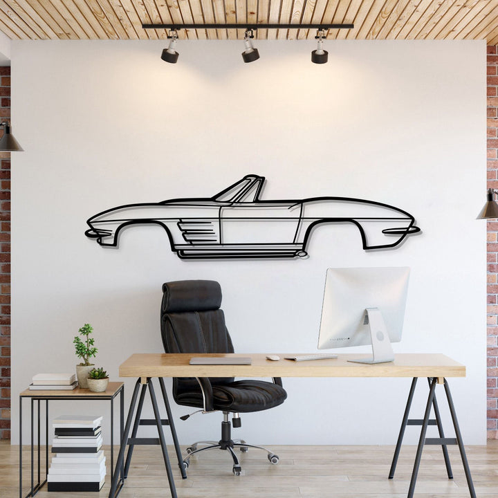 1964 Corvette Convertible Metal Car Wall Art — precision-cut steel wall art