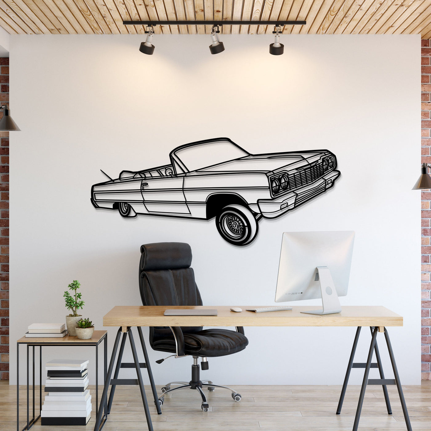 1964 Impala Convertible Lowrider Perspective Metal Car Wall Art