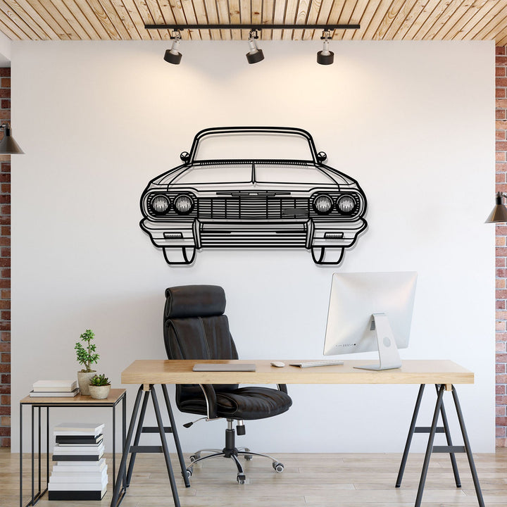 1964 Impala SS Front View Metal Car Wall Art — precision-cut steel wall art