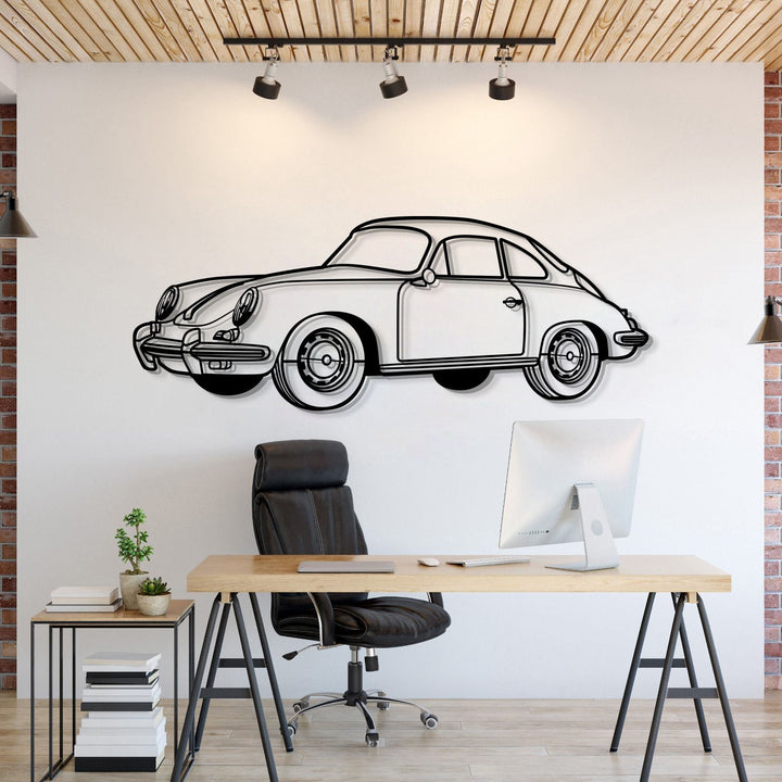 1964 356 SC Perspective Metal Car Wall Art — precision-cut steel wall art