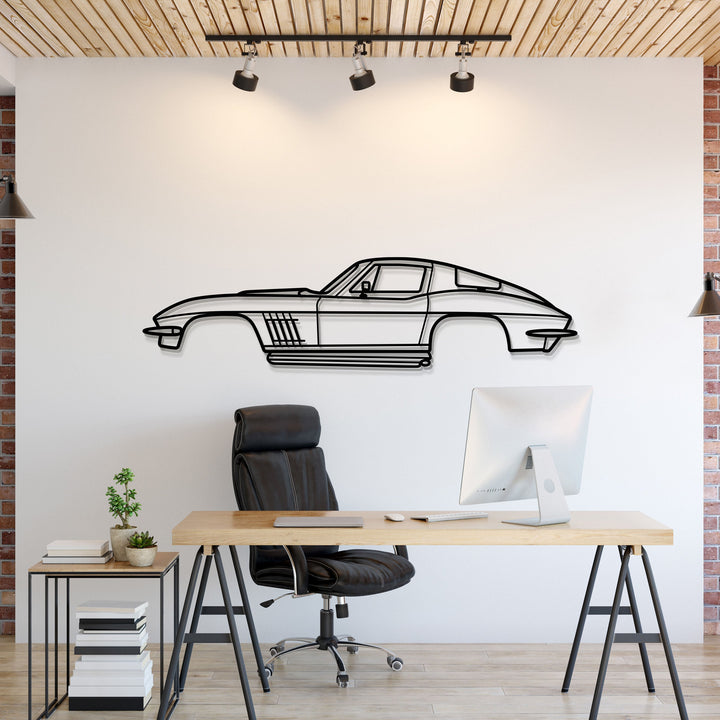 1967 Corvette Stingray 427 Metal Car Wall Art — precision-cut steel wall art