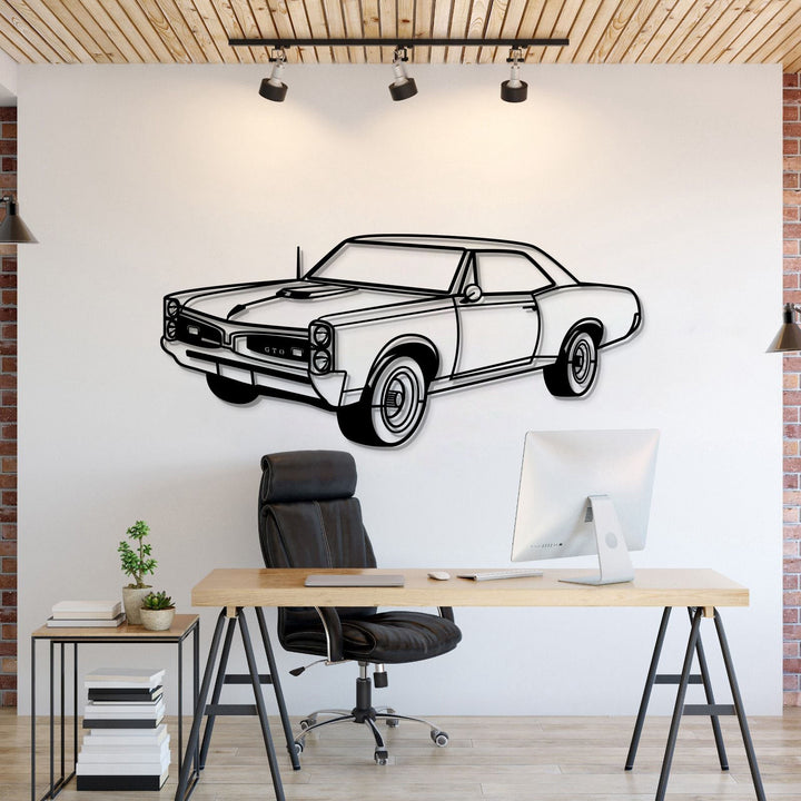 1967 GTO Perspective Metal Car Wall Art — precision-cut steel wall art
