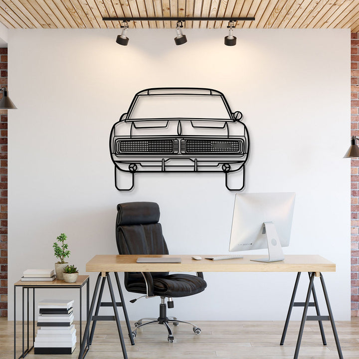 1969 Charger Front View Metal Car Wall Art — precision-cut steel wall art