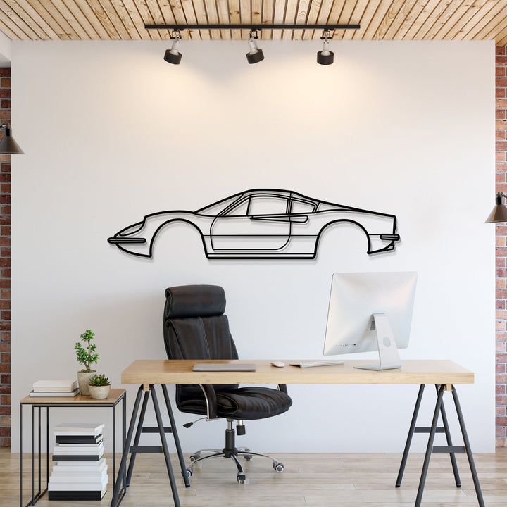 1969 Dino 246 GT Metal Car Wall Art — precision-cut steel wall art