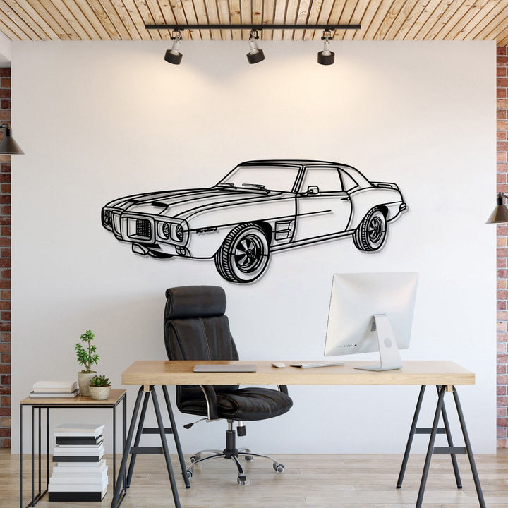 1969 Firebird Trans AM Perspective Metal Car Wall Art — precision-cut steel wall art