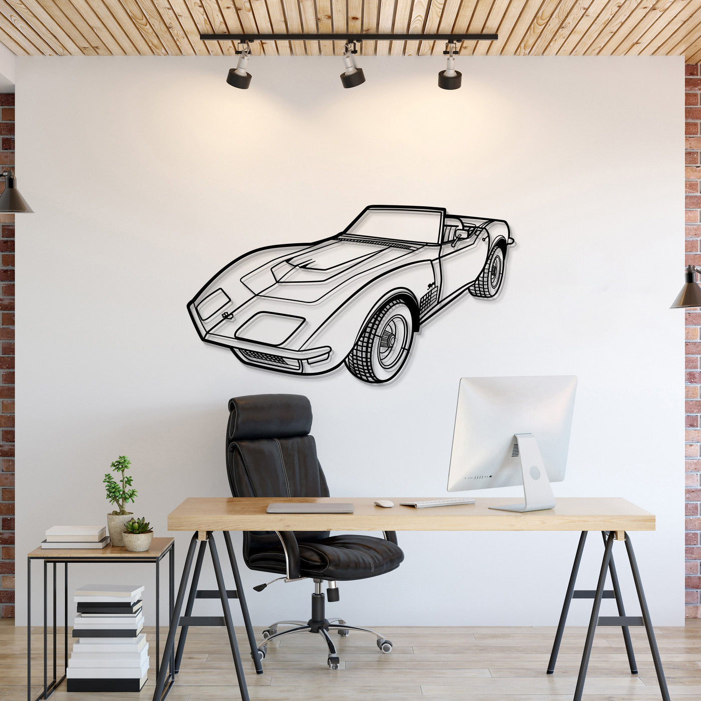 1970 Corvette LT1 Perspective Metal Car Wall Art