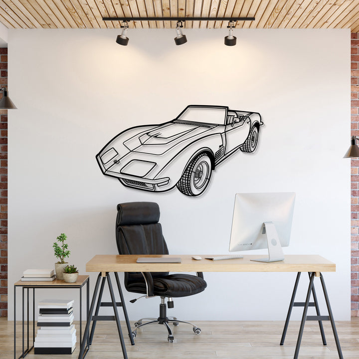 1970 Corvette LT1 Perspective Metal Car Wall Art — precision-cut steel wall art
