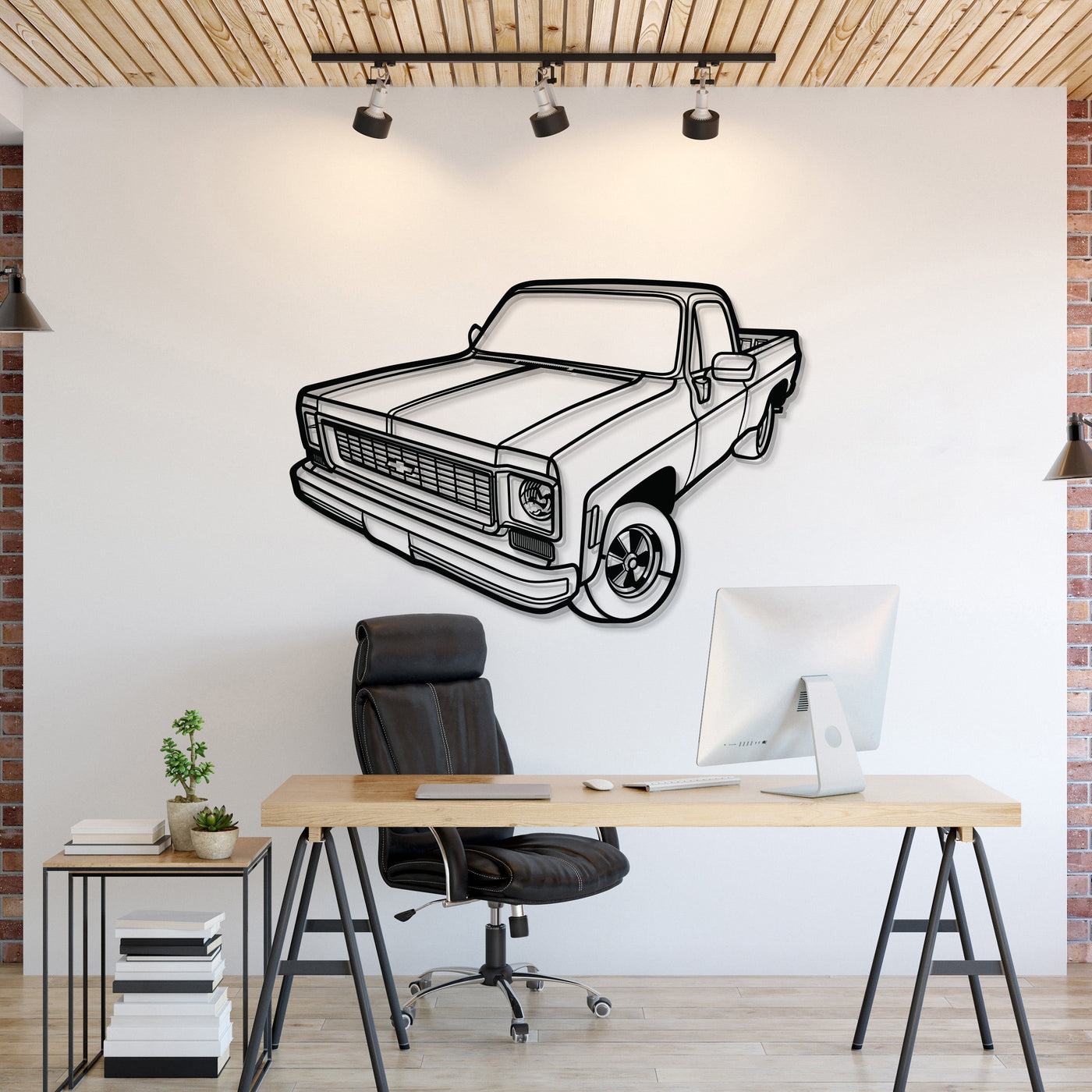 1973 C10 Perspective Metal Car Wall Art