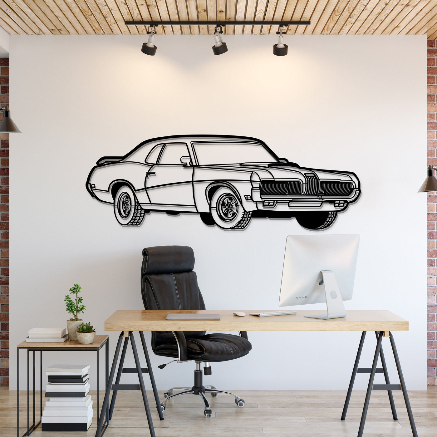1970 Cougar Perspective Metal Car Wall Art