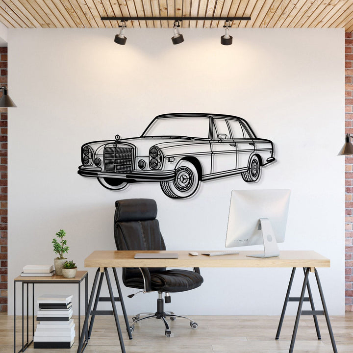1972 280 SE W108 Perspective Metal Car Wall Art — precision-cut steel wall art