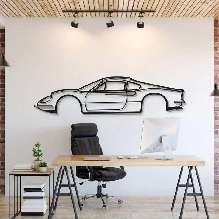 1973 Dino Metal Car Wall Art — precision-cut steel wall art