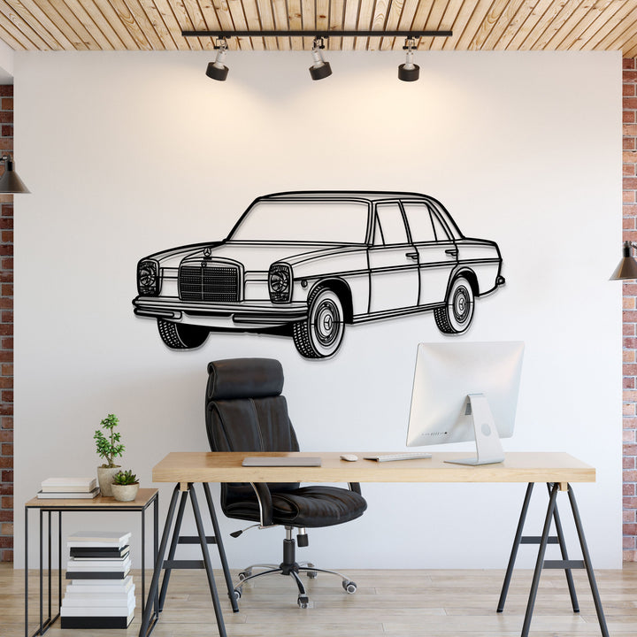 1974 W115 Perspective Metal Car Wall Art — precision-cut steel wall art