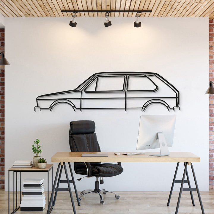 1980 Golf MK1 Classic Metal Car Wall Art — precision-cut steel wall art