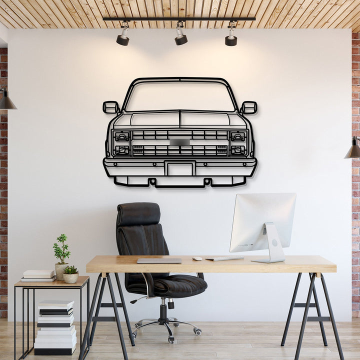 1985 K10 Front View Metal Car Wall Art — precision-cut steel wall art