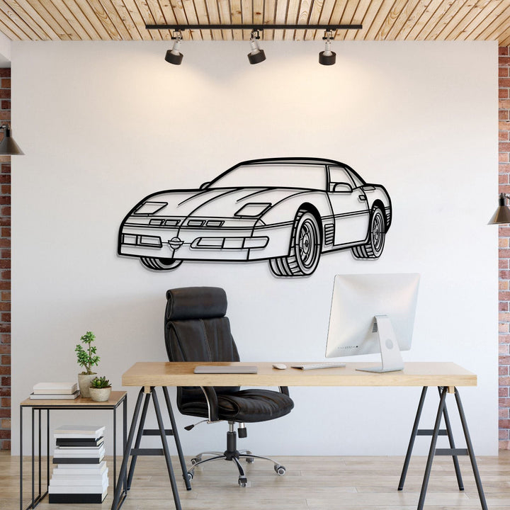 1989 Corvette Callaway Convertible Perspective Metal Car Wall Art — precision-cut steel wall art