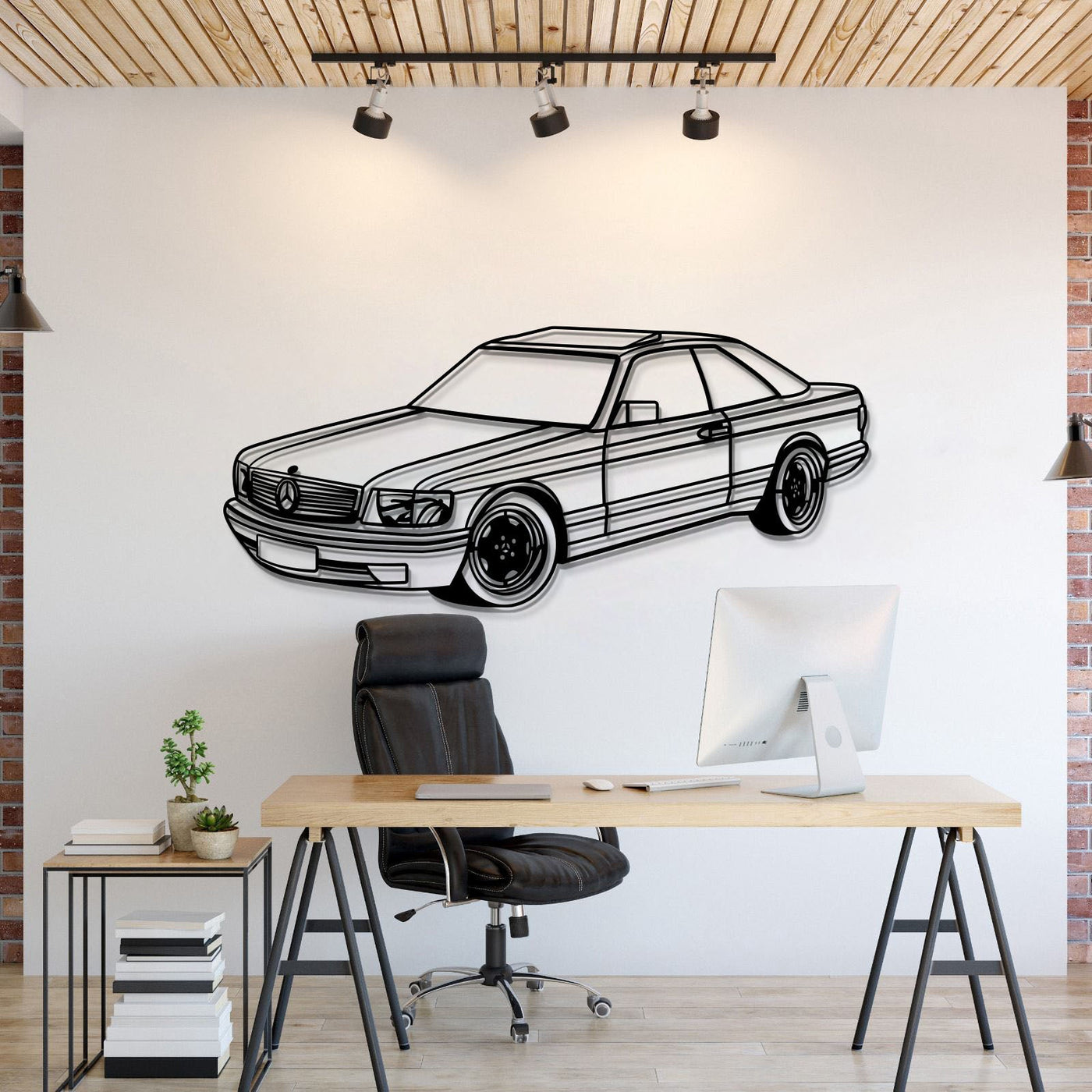 1989 W126 SEC Perspective Metal Car Wall Art