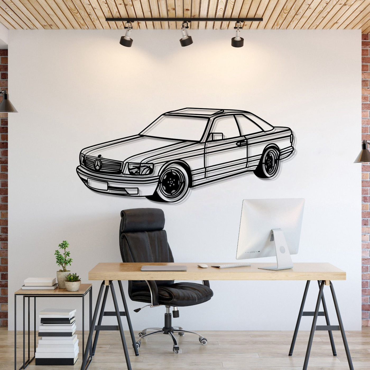 1989 W126 SEC Perspective Metal Car Wall Art