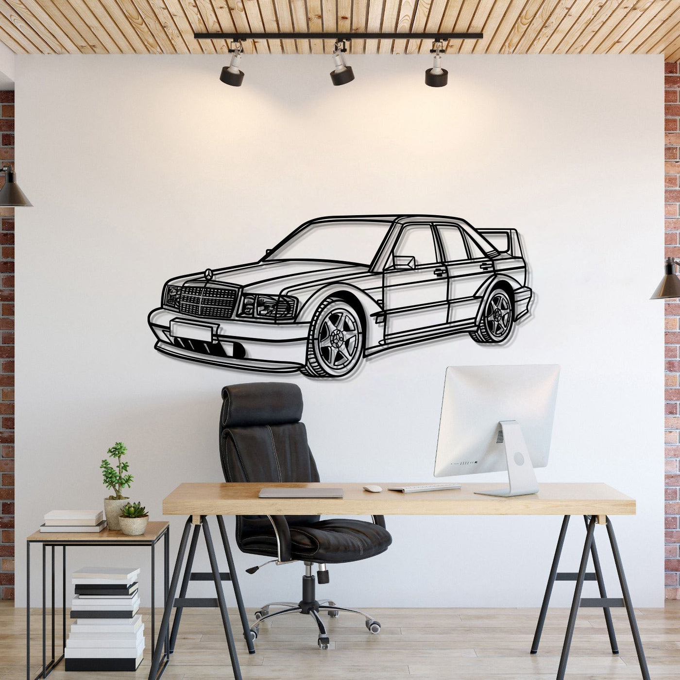 1990 190E 2.5-16 EVO II Perspective Metal Car Wall Art
