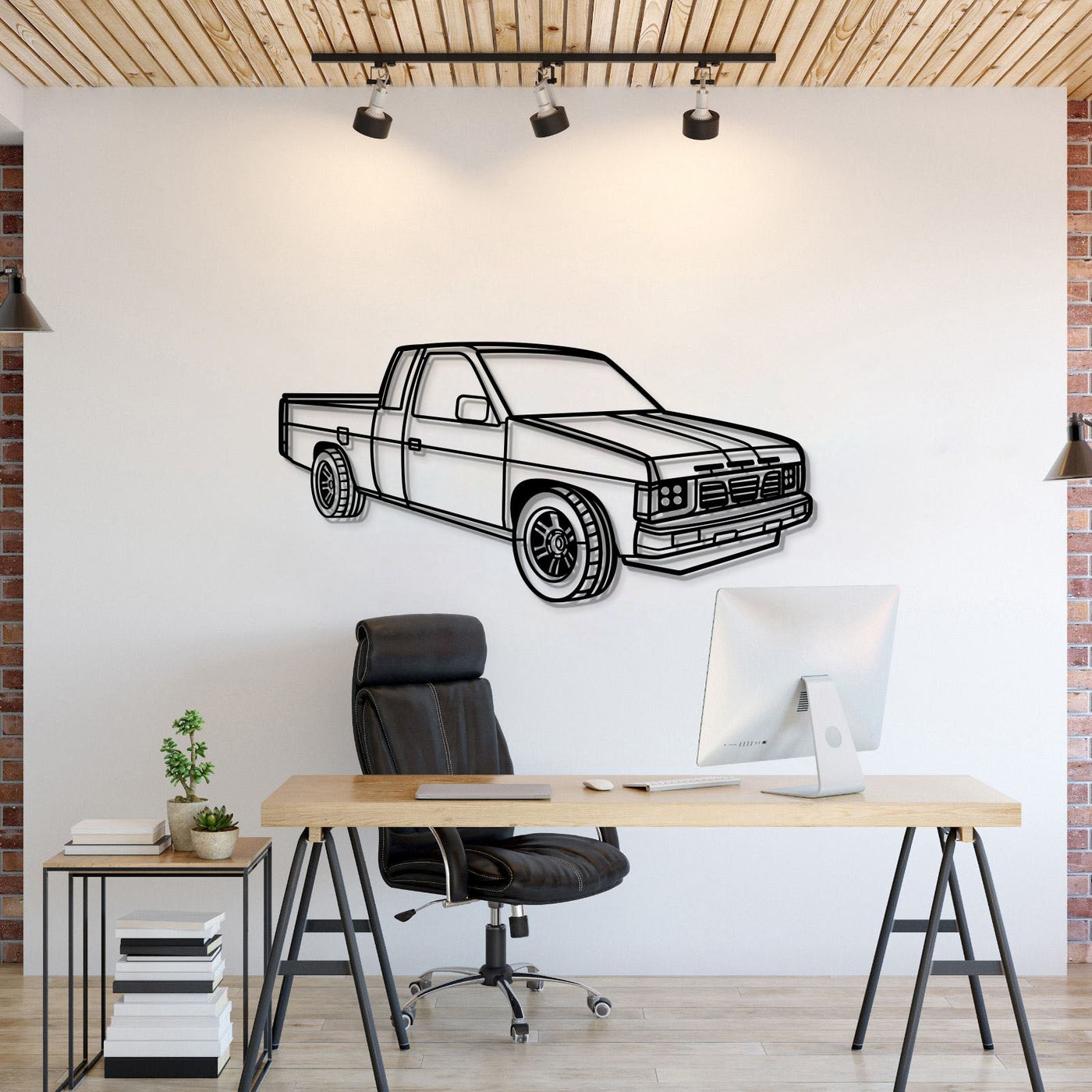 1990 D21 Hardbody Truck Perspective Metal Car Wall Art
