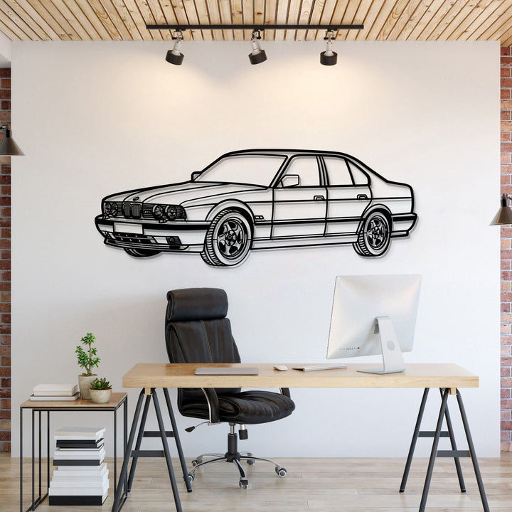 1991 E34 M5 Perspective Metal Car Wall Art — precision-cut steel wall art