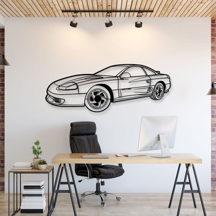 1991 Stealth RT Twin Turbo Perspective Metal Car Wall Art — precision-cut steel wall art