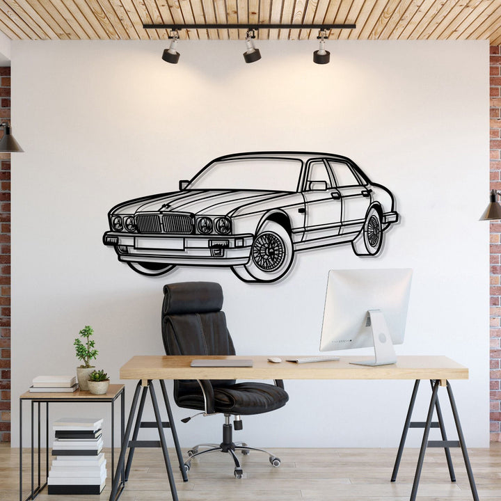 1993 XJ6 Vanden Plas Perspective Metal Car Wall Art — precision-cut steel wall art
