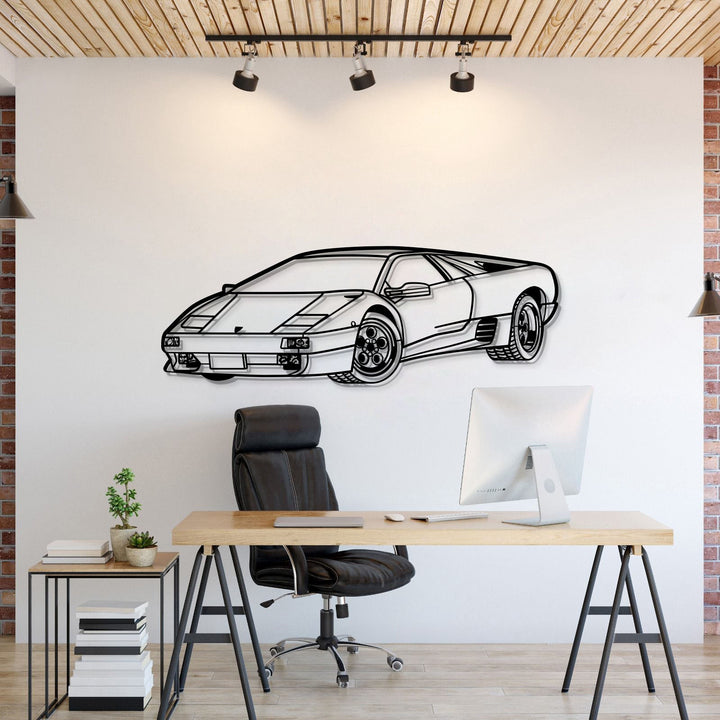 1993 Diablo VT Perspective Metal Car Wall Art — precision-cut steel wall art