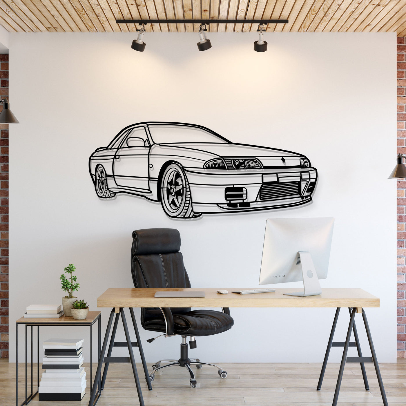 1993 Skyline  GTS-T R32 Perspective Metal Car Wall Art