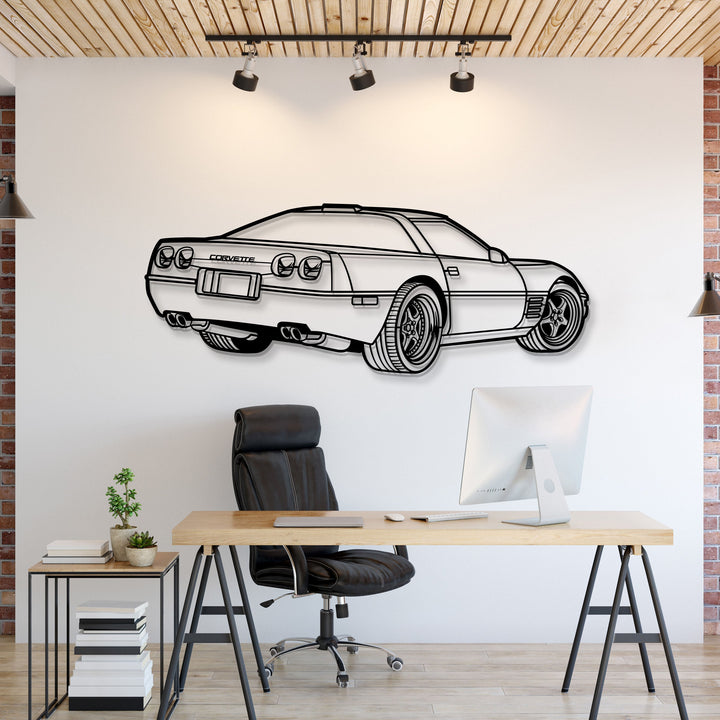 1994 Corvette ZR-1 Perspective Metal Car Wall Art — precision-cut steel wall art