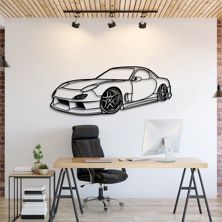 1994 RX-7 Stance Perspective Metal Car Wall Art — precision-cut steel wall art