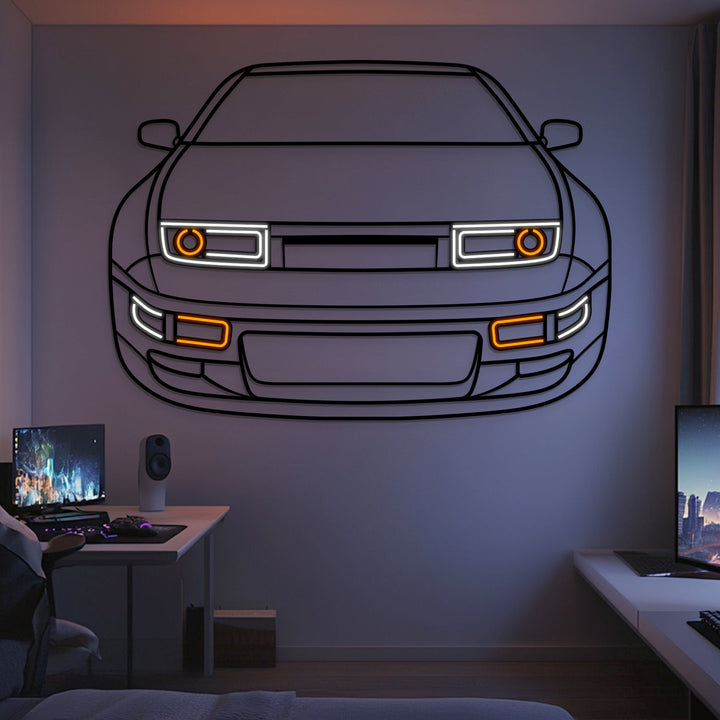 1986 300ZX Z31 Front View Metal Neon Car Wall Art — precision-cut steel wall art