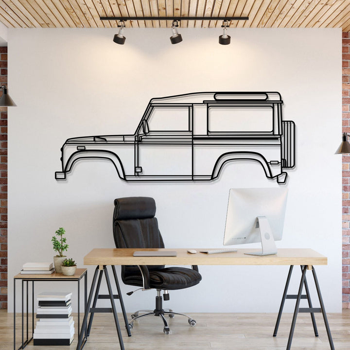 1997 Defender 90 Metal Car Wall Art — precision-cut steel wall art