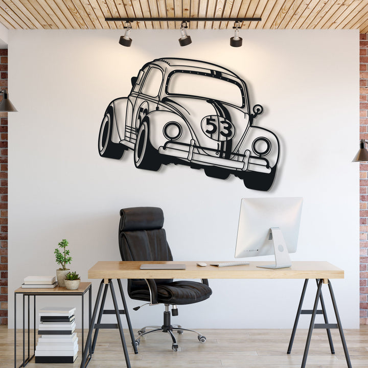 Herbie Fully Loaded Metal Car Silhouett — precision-cut steel wall art