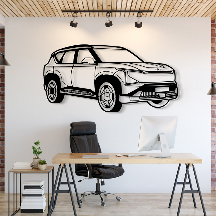 EV5 Metal Car Silhouette — precision-cut steel wall art