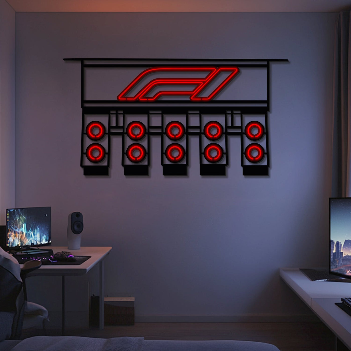 Iconic Formula 1 Lights Metal Neon Wall Art