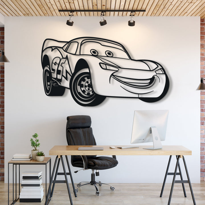 Lightning Mcqueen Metal Car Silhouett — precision-cut steel wall art